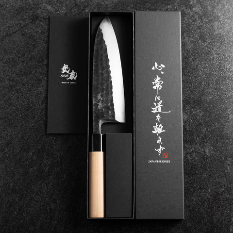 Deba White Steel #2 Kurouchi Tsuchime Cherry Handle 180mm-[Musashi]-[Japanese-Kitchen-Knives]