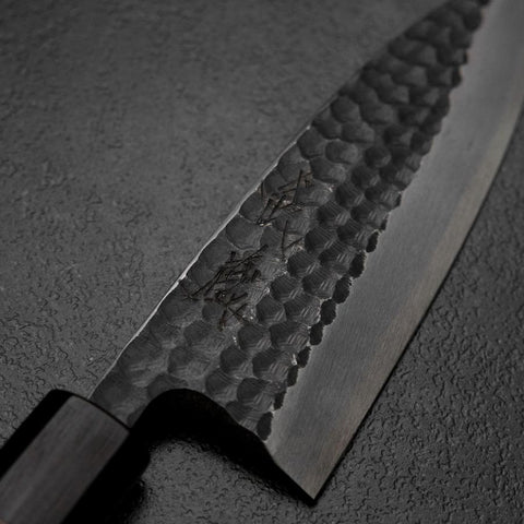 Deba White Steel #2 Kurouchi Tsuchime Walnut Handle 150mm-[Musashi]-[Japanese-Kitchen-Knives]