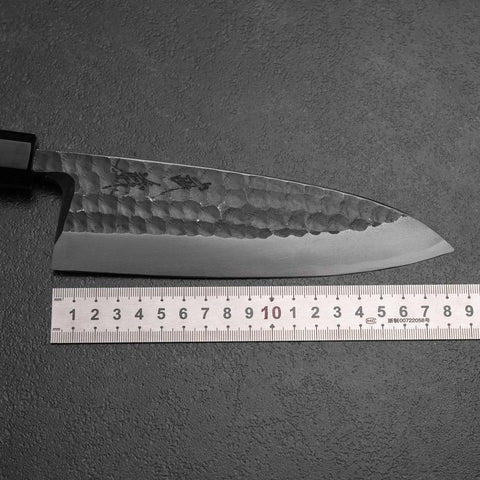 Deba White Steel #2 Kurouchi Tsuchime Walnut Handle 180mm (7”)-[Musashi]-[Japanese-Kitchen-Knives]