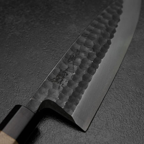 Deba White Steel #2 Kurouchi Tsuchime Walnut Handle 180mm-[Musashi]-[Japanese-Kitchen-Knives]