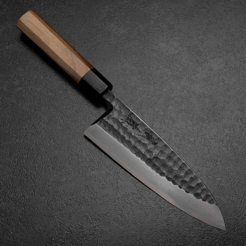 Deba White Steel #2 Kurouchi Tsuchime Walnut Handle 180mm-[Musashi]-[Japanese-Kitchen-Knives]
