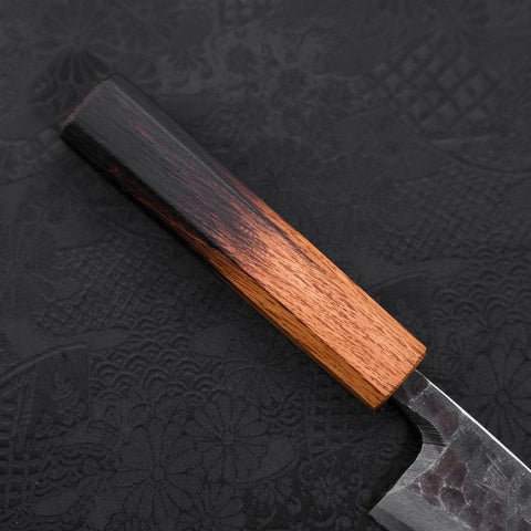 Deba White Steel #2 Kurouchi Tsuchime Yaki Urushi Handle 105mm (4.1”)-[Musashi]-[Japanese-Kitchen-Knives]