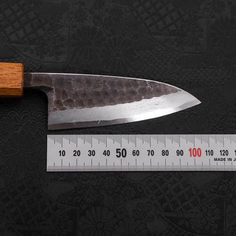 Deba White Steel #2 Kurouchi Tsuchime Yaki Urushi Handle 105mm (4.1”)-[Musashi]-[Japanese-Kitchen-Knives]