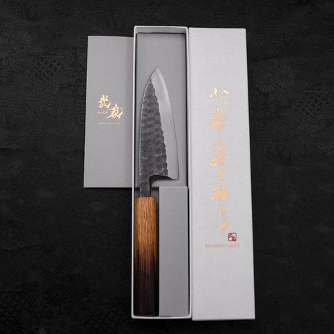 Deba White Steel #2 Kurouchi Tsuchime Yaki Urushi Handle 120mm (4.7”)-[Musashi]-[Japanese-Kitchen-Knives]