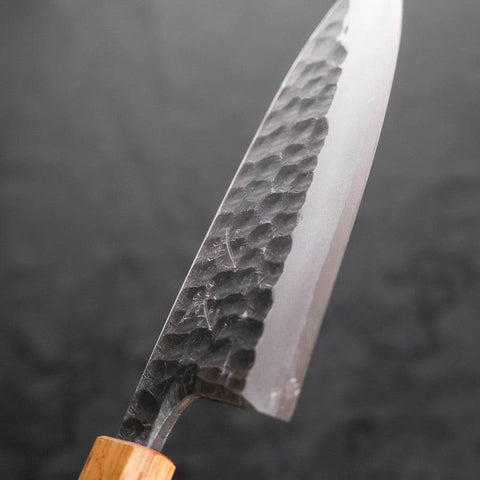 Deba White Steel #2 Kurouchi Tsuchime Yaki Urushi Handle 165mm (6.5”)-[Musashi]-[Japanese-Kitchen-Knives]