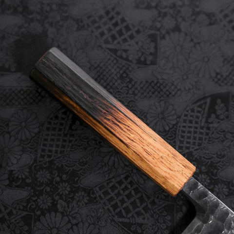 Deba White Steel #2 Kurouchi Tsuchime Yaki Urushi Handle 165mm (6.5”)-[Musashi]-[Japanese-Kitchen-Knives]