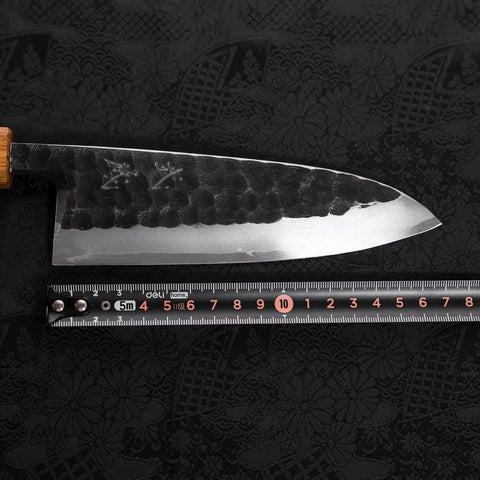 Deba White Steel #2 Kurouchi Tsuchime Yaki Urushi Handle 165mm (6.5”)-[Musashi]-[Japanese-Kitchen-Knives]