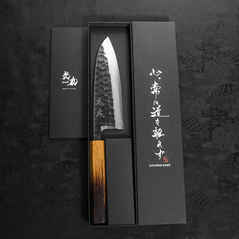 Deba White Steel #2 Kurouchi Tsuchime Yaki Urushi Handle 165mm (6.5”)-[Musashi]-[Japanese-Kitchen-Knives]