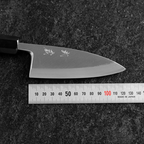 Deba White Steel #2 Polished Buffalo Ebony Handle 120mm (4.7”)-[Musashi]-[Japanese-Kitchen-Knives]