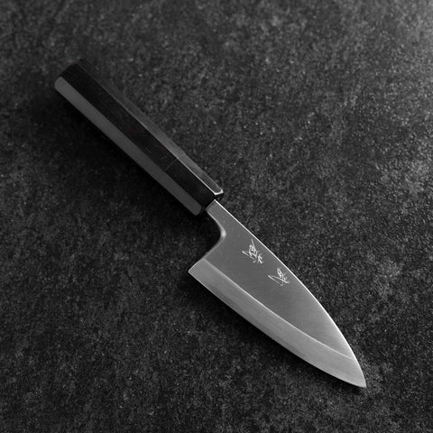 Deba White Steel #2 Polished Buffalo Ebony Handle 120mm (4.7”)-[Musashi]-[Japanese-Kitchen-Knives]