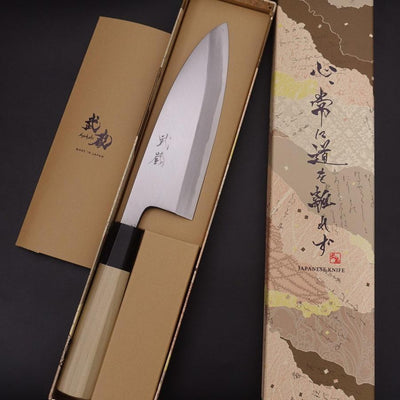 Deba White steel #2 Kasumi Octagonal Buffalo Magnolia Handle 165mm-White steel #2-Kasumi-Japanese Handle-[Musashi]-[Japanese-Kitchen-Knives]