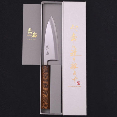 Deba White steel #2 Kasumi Sumi Urushi Handle 120mm-White steel #2-Kasumi-Japanese Handle-[Musashi]-[Japanese-Kitchen-Knives]
