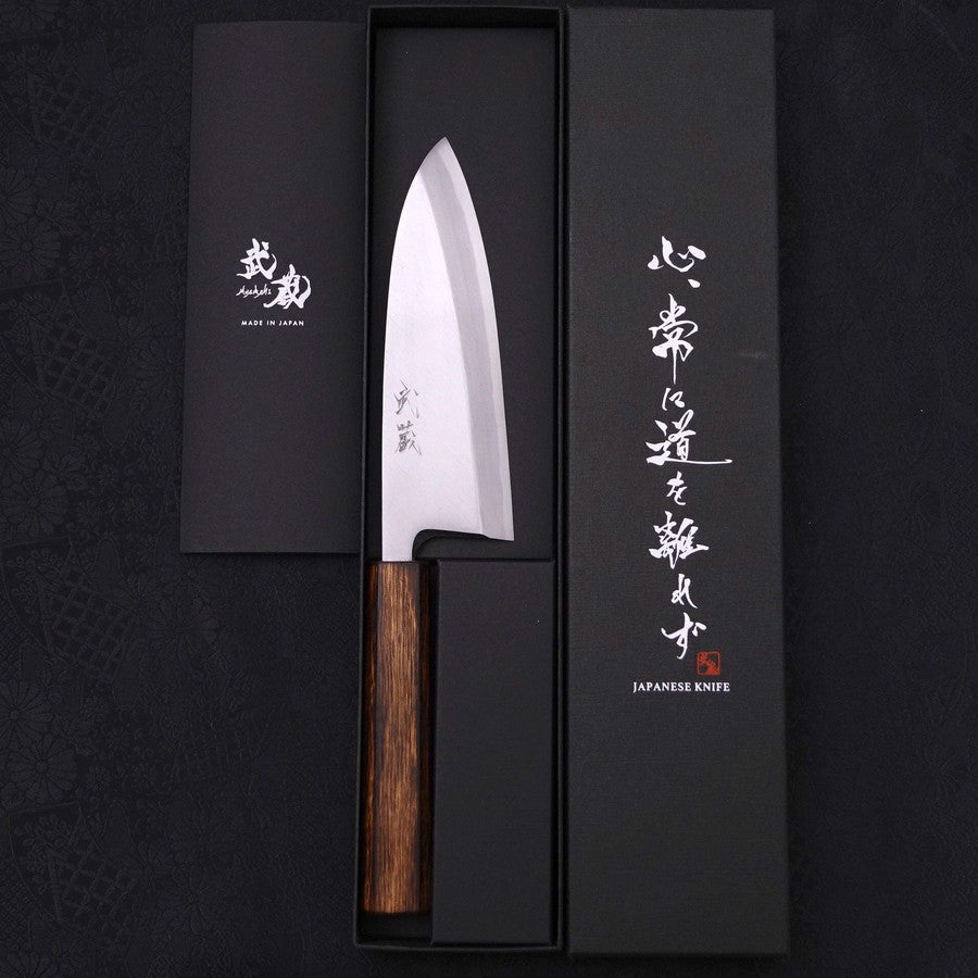Deba White steel #2 Kasumi Sumi Urushi Handle 150mm-White steel #2-Kasumi-Japanese Handle-[Musashi]-[Japanese-Kitchen-Knives]