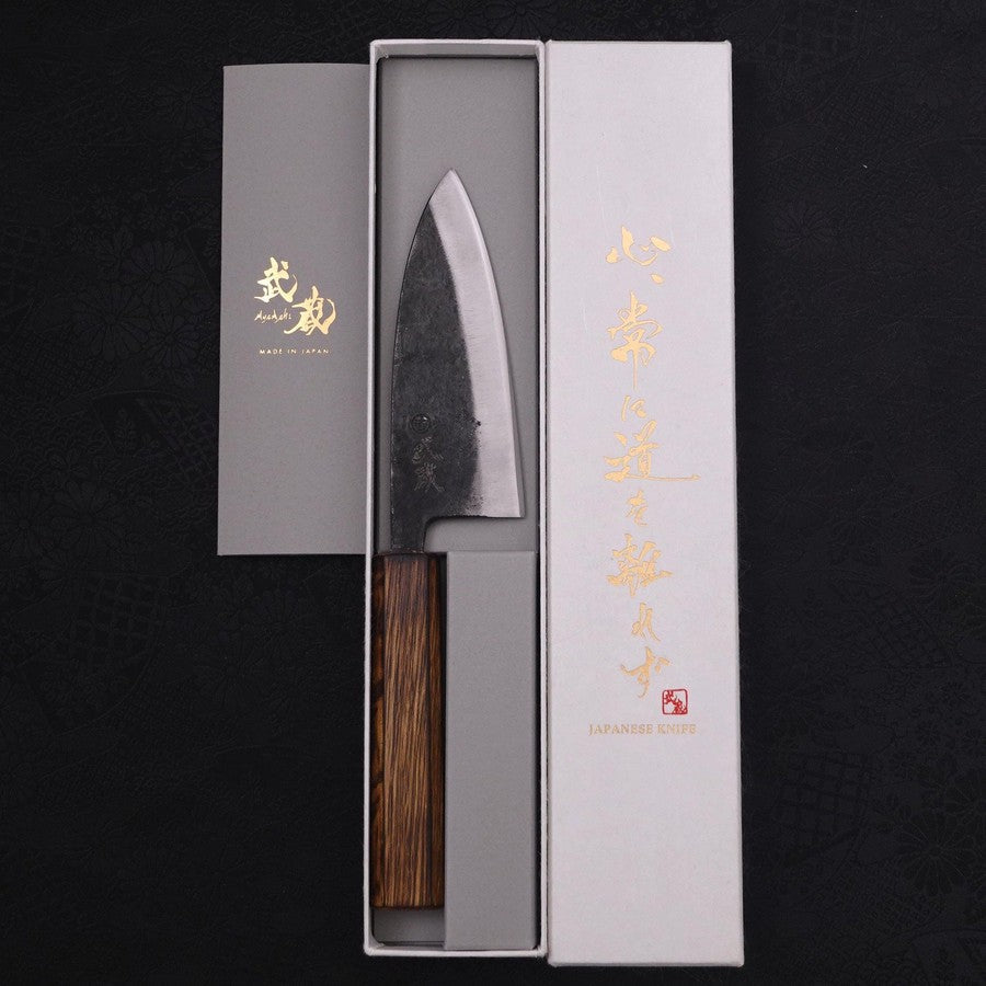 Deba White steel #2 Kurouchi Sumi Urushi Handle 120mm-White steel #2-Kurouchi-Japanese Handle-[Musashi]-[Japanese-Kitchen-Knives]