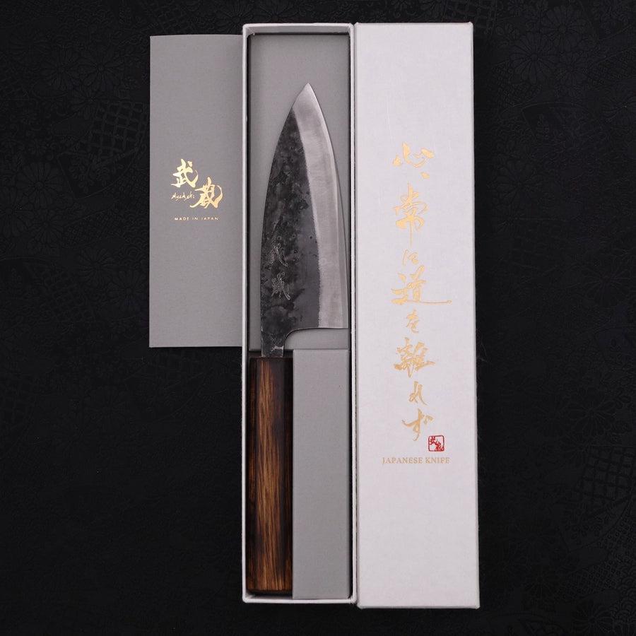 Deba White steel #2 Kurouchi Sumi Urushi Handle 135mm-White steel #2-Kurouchi-Japanese Handle-[Musashi]-[Japanese-Kitchen-Knives]