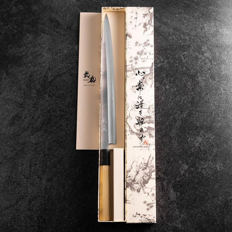 Fuguhiki White Steel #3 Kasumi Buffalo Magnolia Handle 300mm-[Musashi]-[Japanese-Kitchen-Knives]