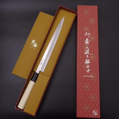 Fuguhiki White steel #2 Kasumi Buffalo Magnolia Handle 240mm-White steel #2-Kasumi-Japanese Handle-[Musashi]-[Japanese-Kitchen-Knives]