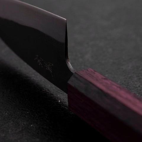 Funayuki Blue Steel #1 Kurouchi Purple Urushi Handle 105mm-[Musashi]-[Japanese-Kitchen-Knives]