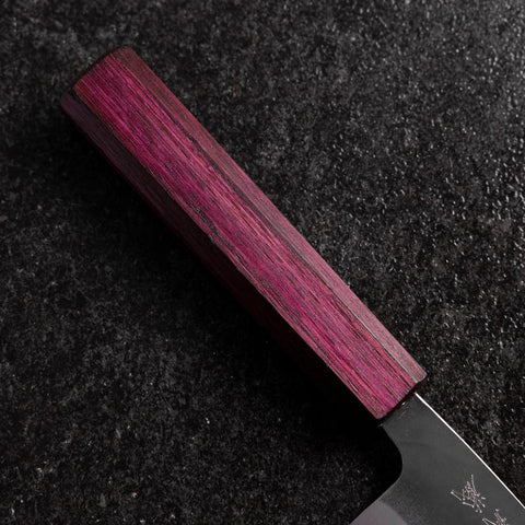 Funayuki Blue Steel #1 Kurouchi Purple Urushi Handle 105mm-[Musashi]-[Japanese-Kitchen-Knives]