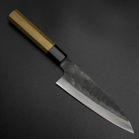 Funayuki Blue Steel #1 Stainless Clad Kurouchi Buffalo Magnolia Handle 165mm (6.5”)-[Musashi]-[Japanese-Kitchen-Knives]