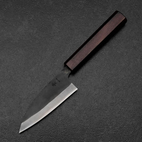Funayuki Blue Steel #1 Stainless Clad Kurouchi Purple Urushi Handle 105mm (4.1”)-[Musashi]-[Japanese-Kitchen-Knives]