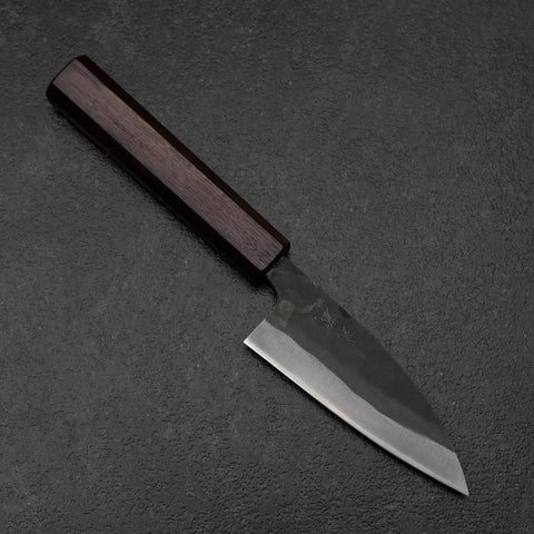 Funayuki Blue Steel #1 Stainless Clad Kurouchi Purple Urushi Handle 105mm (4.1”)-[Musashi]-[Japanese-Kitchen-Knives]
