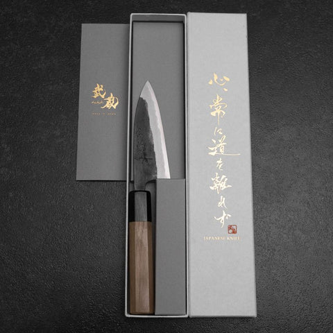 Funayuki Blue Steel #2 Kurouchi Walnut Handle 100mm-[Musashi]-[Japanese-Kitchen-Knives]