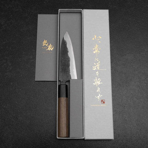 Funayuki Blue Steel #2 Kurouchi Walnut Handle 120mm-[Musashi]-[Japanese-Kitchen-Knives]