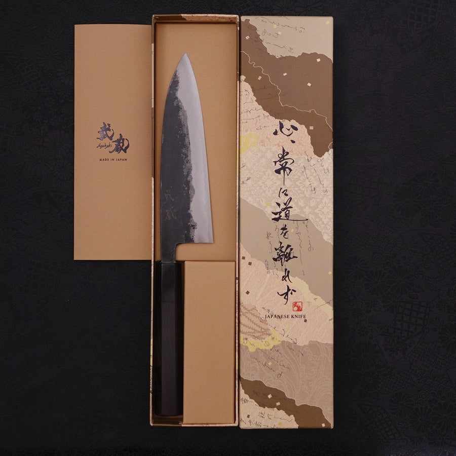 Funayuki Blue steel #1 Kurouchi Buffalo Ebony Handle 165mm-Blue steel #1-Kurouchi-Japanese Handle-[Musashi]-[Japanese-Kitchen-Knives]