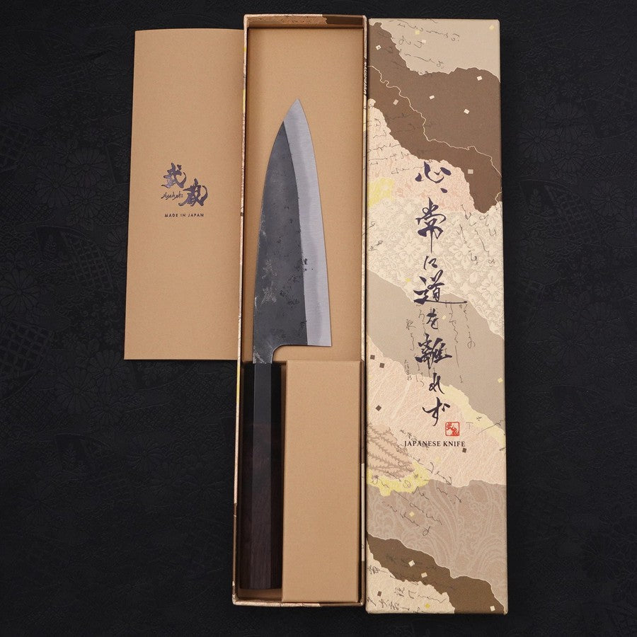 Funayuki Blue steel #2 Kurouchi Buffalo Ebony Handle 150mm-Blue steel #2-Kurouchi-Japanese Handle-[Musashi]-[Japanese-Kitchen-Knives]