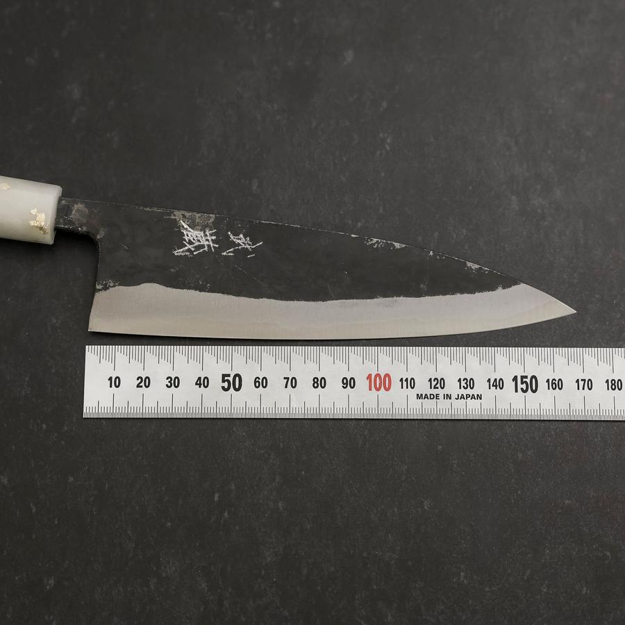 Funayuki Blue steel #2 Kurouchi Ocean Black White Gold Handle 165mm-[Musashi]-[Japanese-Kitchen-Knives]