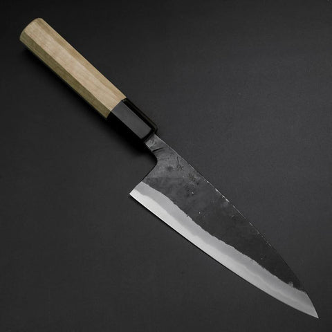 Funayuki Sabaki Blue Steel #1 Kurouchi Buffalo Magnolia Handle 160mm (6.3”)-[Musashi]-[Japanese-Kitchen-Knives]