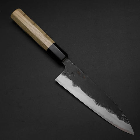Funayuki Sabaki Blue Steel #1 Kurouchi Buffalo Magnolia Handle 165mm (6.5”)-[Musashi]-[Japanese-Kitchen-Knives]