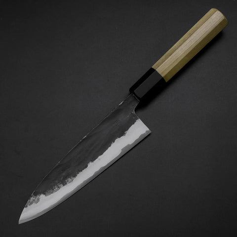 Funayuki Sabaki Blue Steel #1 Kurouchi Buffalo Magnolia Handle 165mm-[Musashi]-[Japanese-Kitchen-Knives]