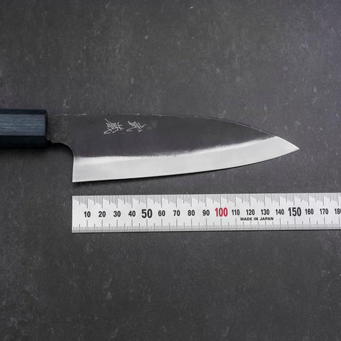 Funayuki Sabaki Blue Steel #1 Kurouchi Dark Blue Urushi Handle 165mm (6.5”)-[Musashi]-[Japanese-Kitchen-Knives]