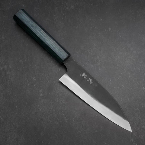 Funayuki Sabaki Blue Steel #1 Kurouchi Dark Blue Urushi Handle 165mm (6.5”)-[Musashi]-[Japanese-Kitchen-Knives]