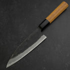Funayuki Sabaki Blue Steel #2 Kurouchi Buffalo Teak Handle 165mm (6.5”)-[Musashi]-[Japanese-Kitchen-Knives]
