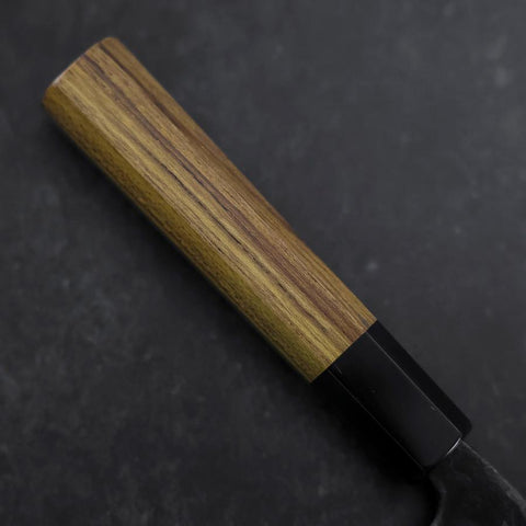 Funayuki Sabaki Blue Steel #2 Kurouchi Buffalo Teak Handle 165mm (6.5”)-[Musashi]-[Japanese-Kitchen-Knives]