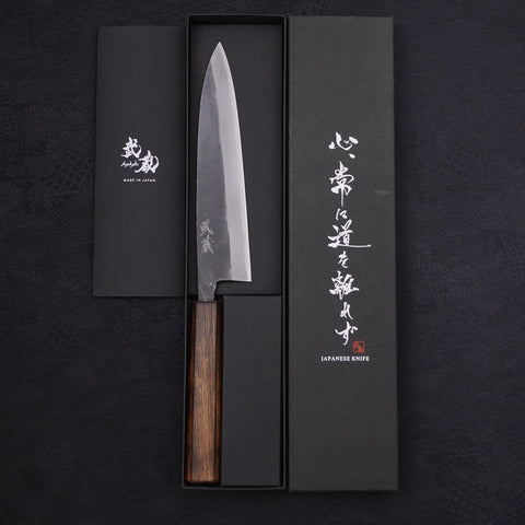 Funayuki Sabaki Blue Steel #2 Kurouchi Sumi Urushi Handle 180mm (7”)-[Musashi]-[Japanese-Kitchen-Knives]