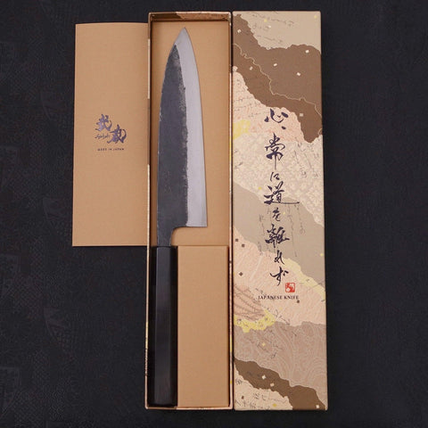 Funayuki Sabaki Blue Super Kurouchi Buffalo Ebony Handle 180mm (7”)-[Musashi]-[Japanese-Kitchen-Knives]