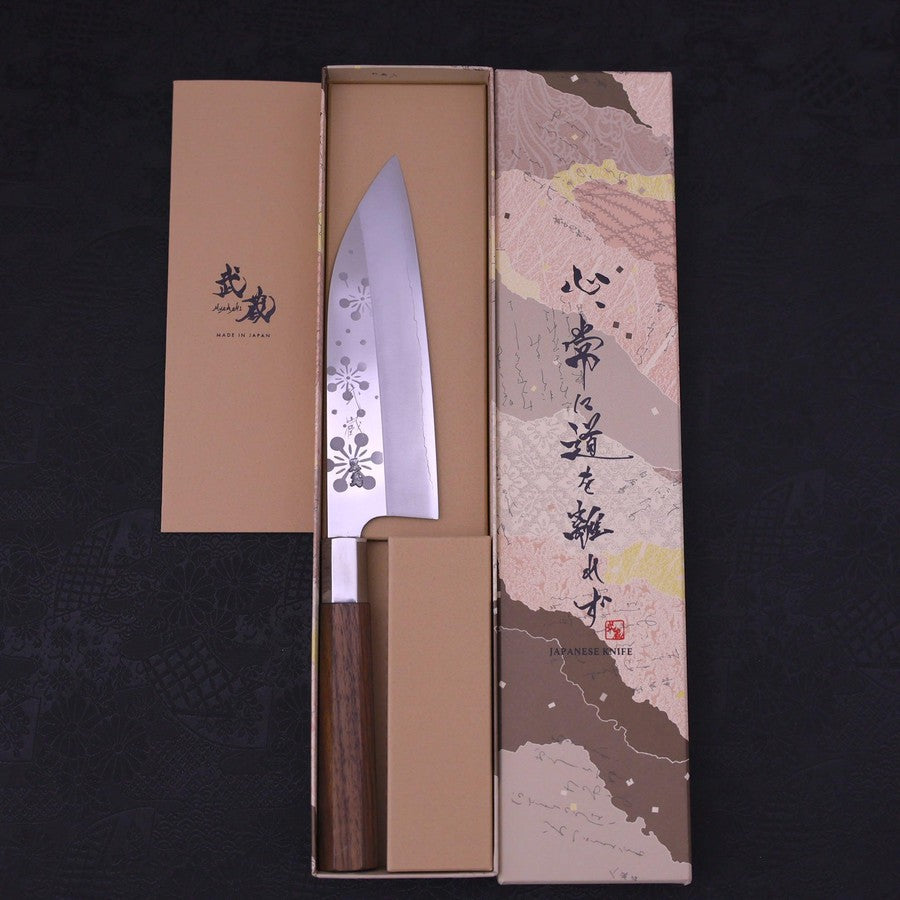 Funayuki Silver Steel #3 Kazahana Walnut Handle 165mm-[Musashi]-[Japanese-Kitchen-Knives]