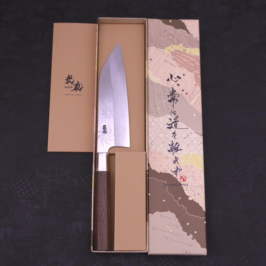 Funayuki Silver Steel #3 Kemanmon Walnut Handle 165mm-[Musashi]-[Japanese-Kitchen-Knives]