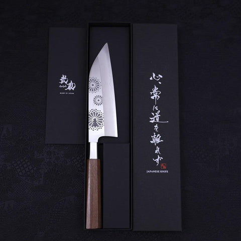 Funayuki Silver Steel #3 Kiku Walnut Handle 165mm (6.5”)-[Musashi]-[Japanese-Kitchen-Knives]