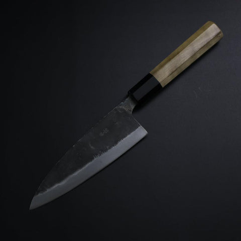 Funayuki White Steel #2 Kurouchi Buffalo Magnolia Handle 150mm-[Musashi]-[Japanese-Kitchen-Knives]