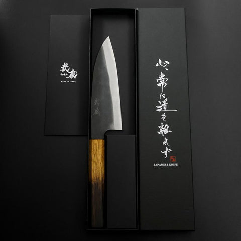 Funayuki White Steel #2 Kurouchi Yaki Urushi Handle 155mm-[Musashi]-[Japanese-Kitchen-Knives]