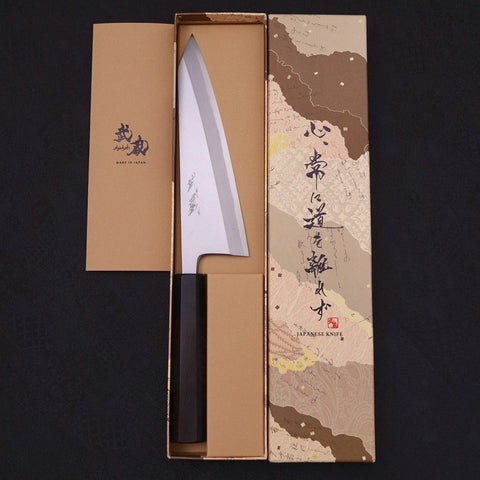 Garasuki Boning Knife White Steel #2 Kasumi Buffalo Ebony Handle 180mm (7”)-[Musashi]-[Japanese-Kitchen-Knives]