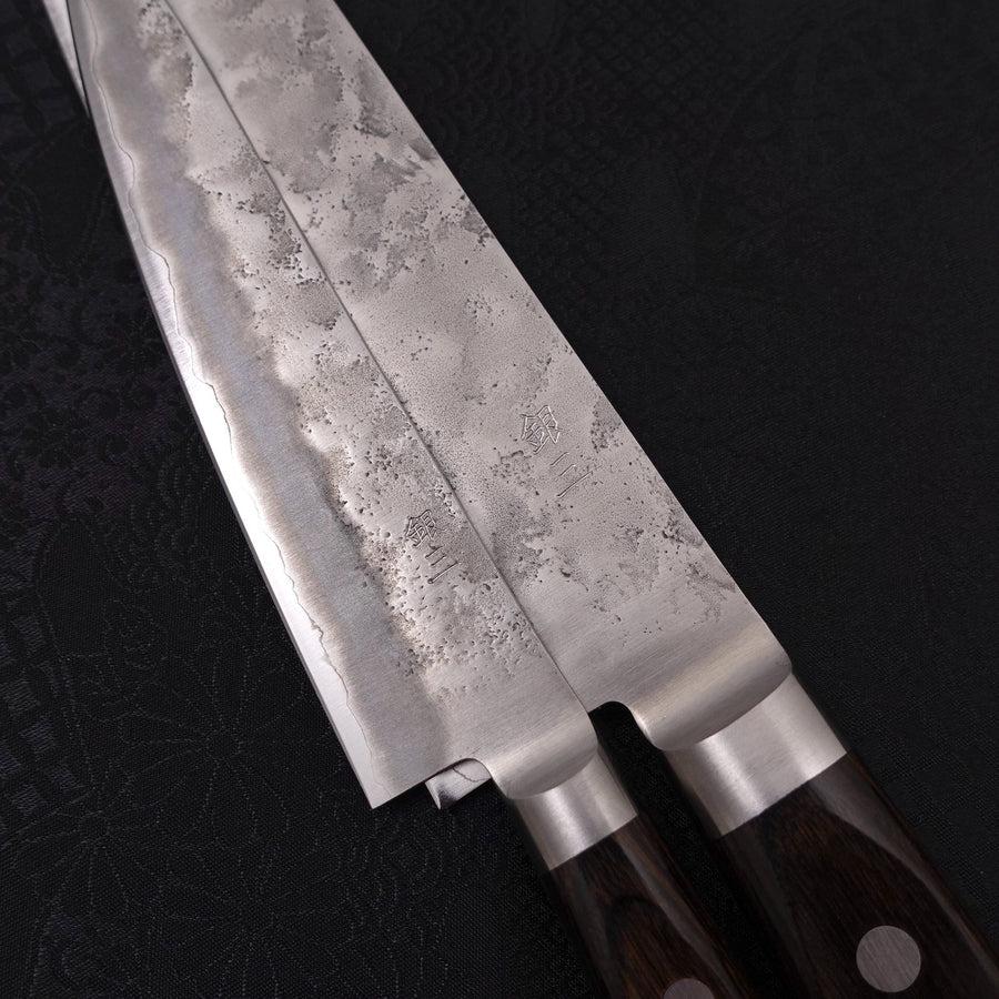Gingami No.3 Nashiji Santoku/Petty Set Traditional Washi Gift Wrapping-Green-Silver steel #3-Nashiji-Western Handle-[Musashi]-[Japanese-Kitchen-Knives]