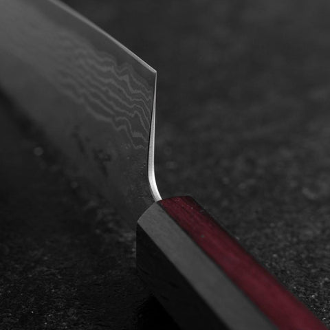 Gyuto 440C Nashiji Damascus Purple Urushi Handle 210mm-[Musashi]-[Japanese-Kitchen-Knives]