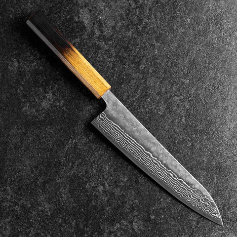Gyuto 440C Nashiji Damascus Yaki Urushi Handle 210mm-[Musashi]-[Japanese-Kitchen-Knives]
