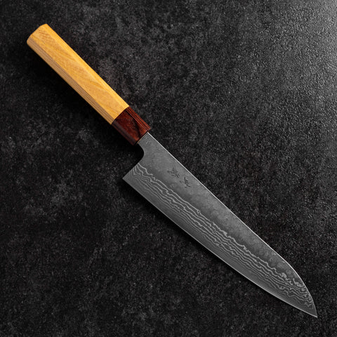 Gyuto 440C Nashiji Damascus Zelkova Handle 210mm